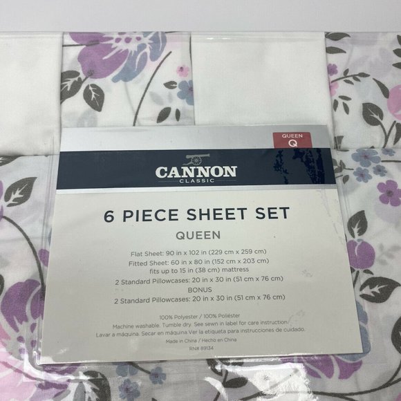 Cannon Classic Queen Sheet Set Pink Floral 6 Pc. - Picture 5 of 7